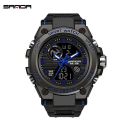 SANDA Premium Men's Luxury Waterproof Sports Watch - No (Black blue)
