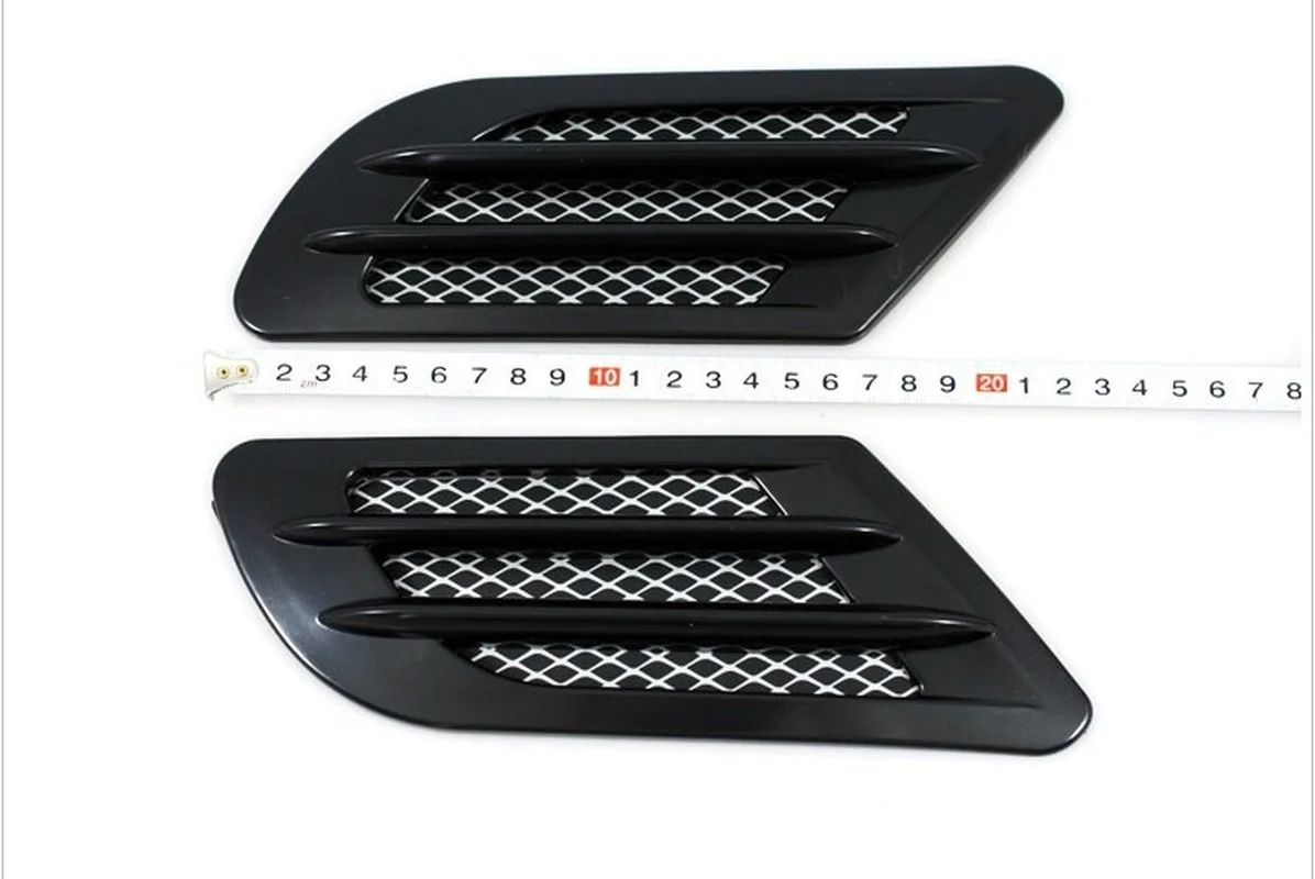 2Pcs/Set Car Styling 3D Fake Vents Decorative Outlet Side Stickers Car Side Air Flow Vent for Fender Hole Cover Intake Grille