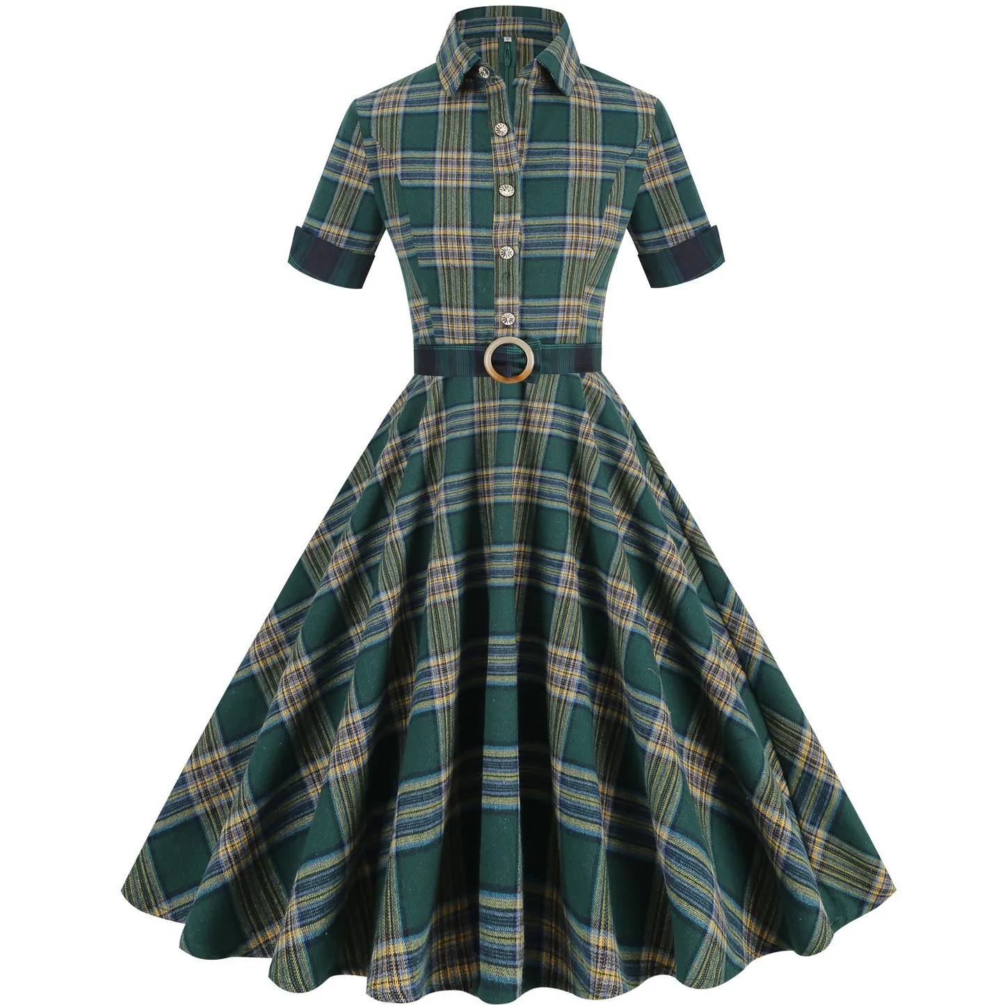 Black And White Women Half Sleeve Patchwork Robe Pin Up Swing Office Ladies Dresses