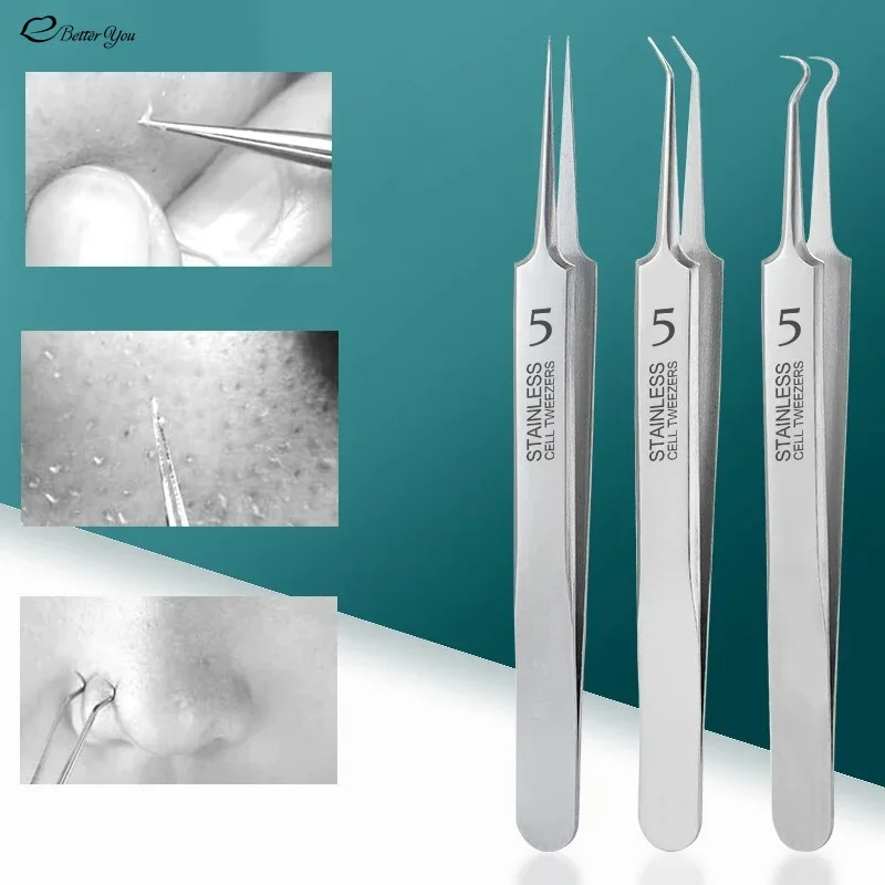 German No.5 Cell Pimples Blackhead Clip 0.1mm Blackhead Remover Tweezers Black Dots Pore Cleaner Acne Needle blackhead remover acne remover facial pore cleanser