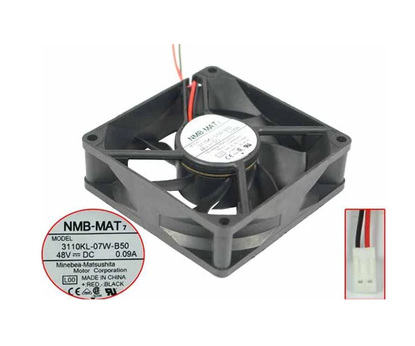 

NMB-MAT 3110KL-07W-B50 L00 DC 48V 0.09A 80x80x25mm 2-wire Cooling Fan