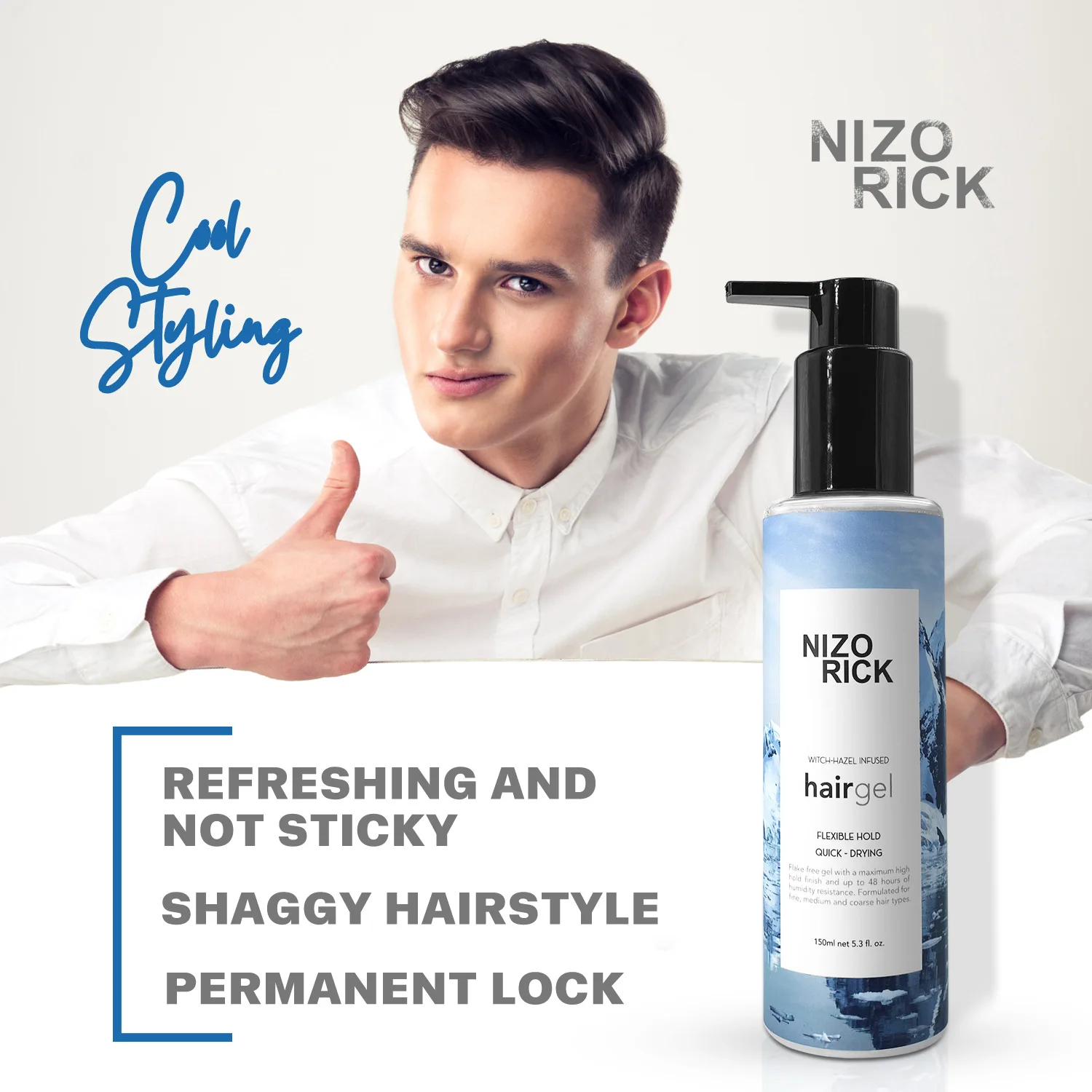 Men's hair gel water lasting styling micro-fragrance moisturizing styling gel spray