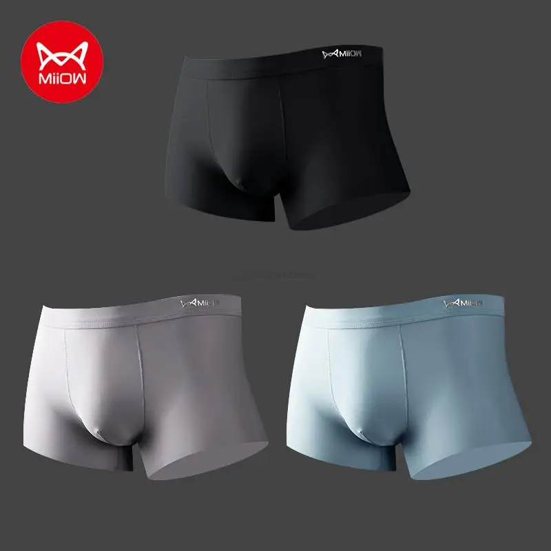 boxer pants MiiOW 3pcs Ice Silk Underwear Men Seamless Boxers Shorts Graphene Antibacterial Breathable Boxers Underpants Soild Men's Panties designer boxer shorts Boxers