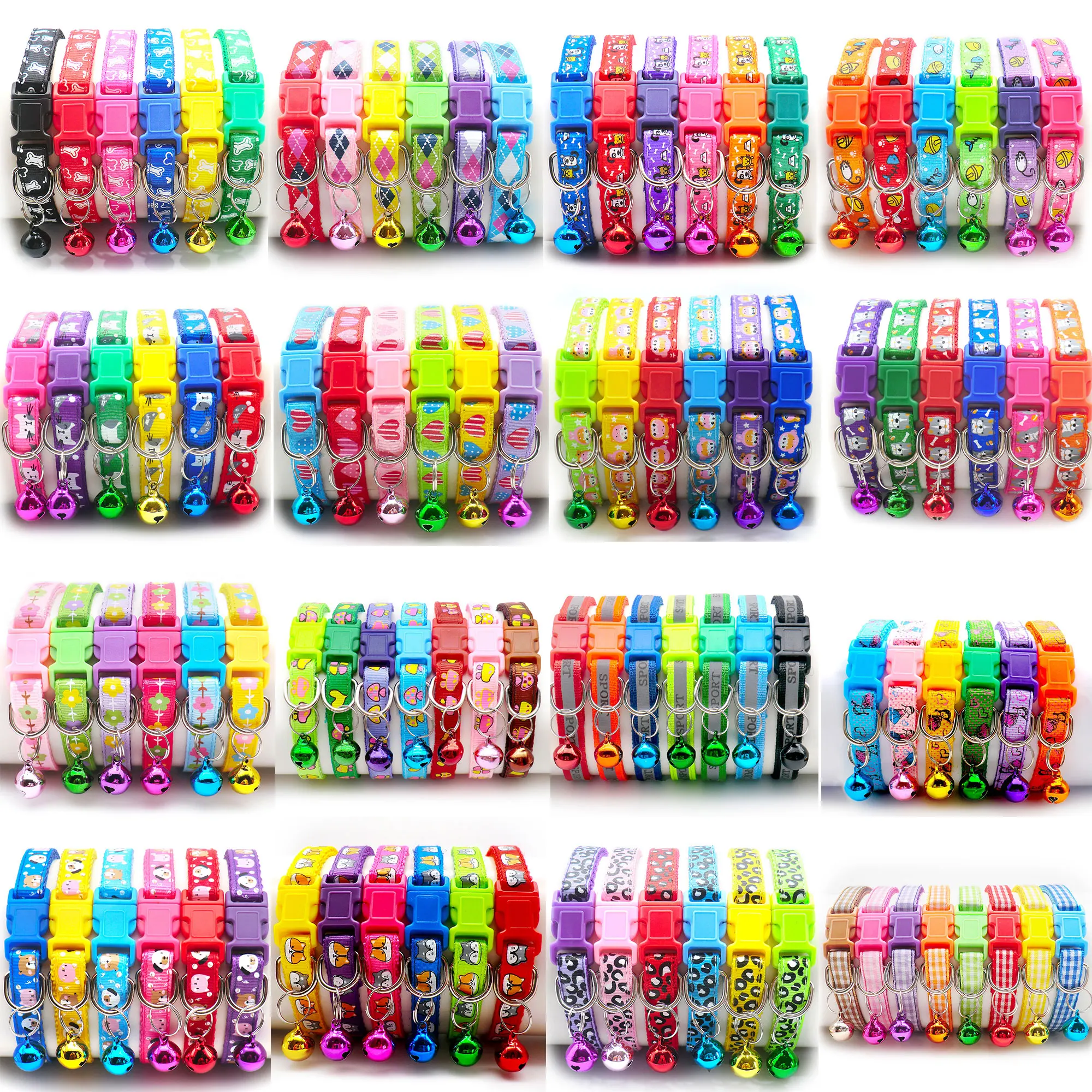 Pet Collar 12 Pcs Collars for Cat Collar With Bell Adjustable Necklace Cat Puppy Kitten Collar Pet Cats Perro