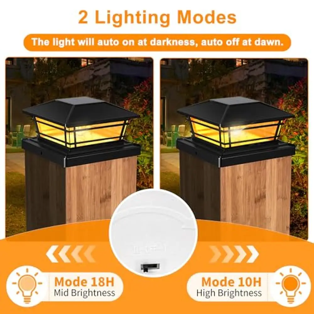 Outdoor Solar Post Cap Lights 8-Pack [LED Bulb 2 Brightness Modes] Waterproof Fence Post Lights 4x4 5x5 5.5x5.5 Wood Warm White