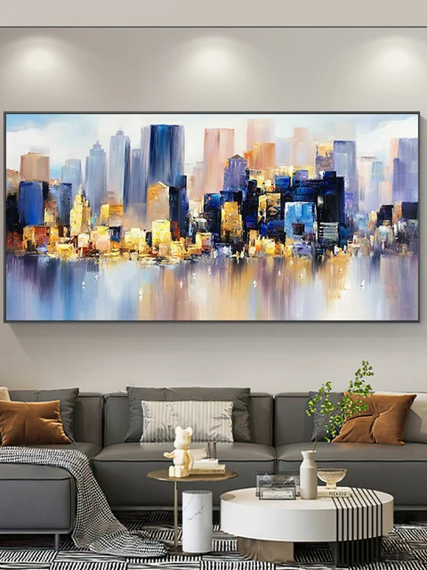 Abstract Romantic City Landscape Oil Painting On Canvas Large Wall Art Hand  Painted Colorful Tree Painting Modern Wall Decor - AliExpress
