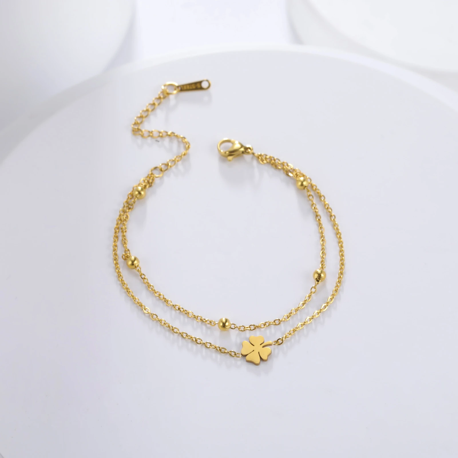 Kkjoy Armbänder Von Frauen Silber Farbe Edelstahl Doppel Mond Kette Stern Perlen Armreifen Minimalistischen Weiblichen Schmuck Zubehör – Detail 18
