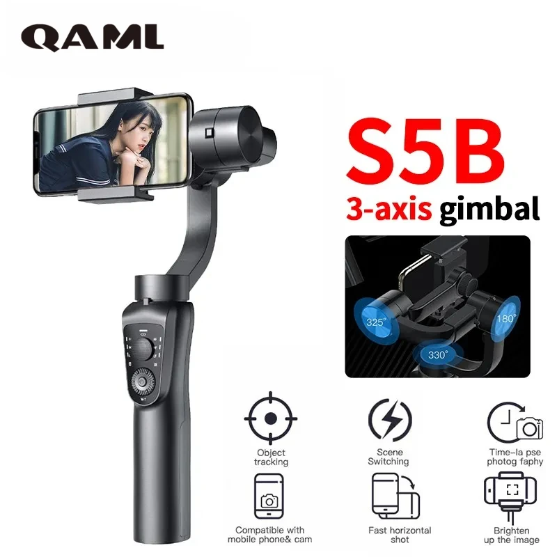 

S5B Smartphone Gimbal Stabilizer 3-Axis Phone Gimbal for Xiaomi Huawei iPhone 14 Pro Max YouTube TikTok Vlog Video Record