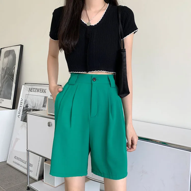 old navy shorts PLAMTEE S-L Women Shorts Korean Stylish Solid Hot Sale Casual Minimalist Fashion All Match Loose OL Chic Summer Wide Leg Shorts maternity shorts