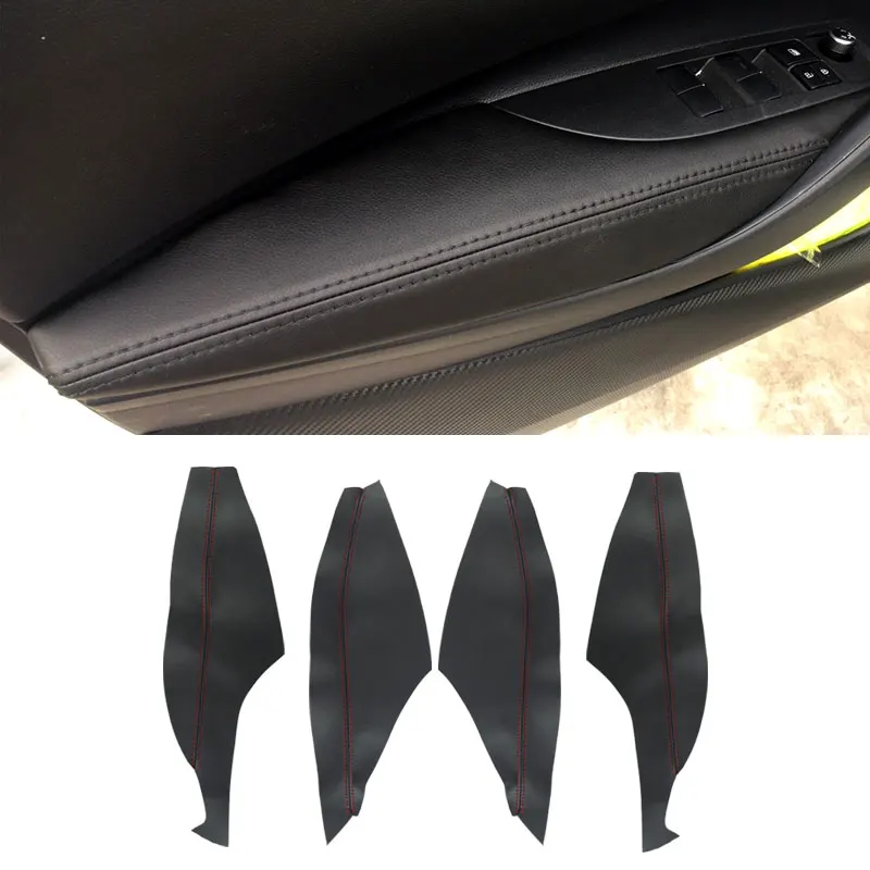 

For Toyota Corolla 2019 Microfiber Leather 4pcs Car Door Armrest Panel Cover Protection Trim