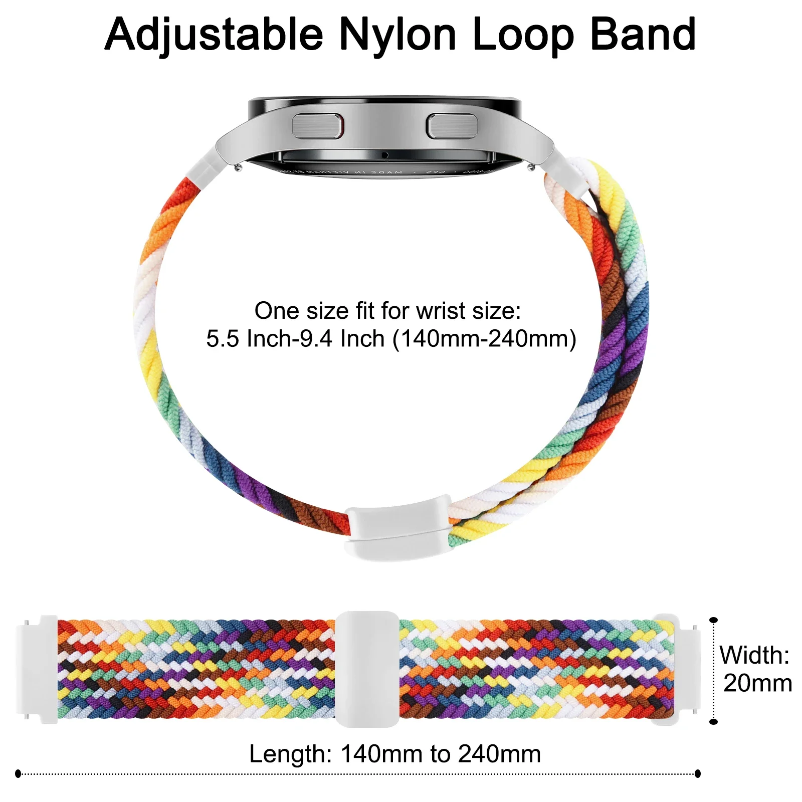 Braided Magnetic Bracelet Watchband, 22mm Strap
