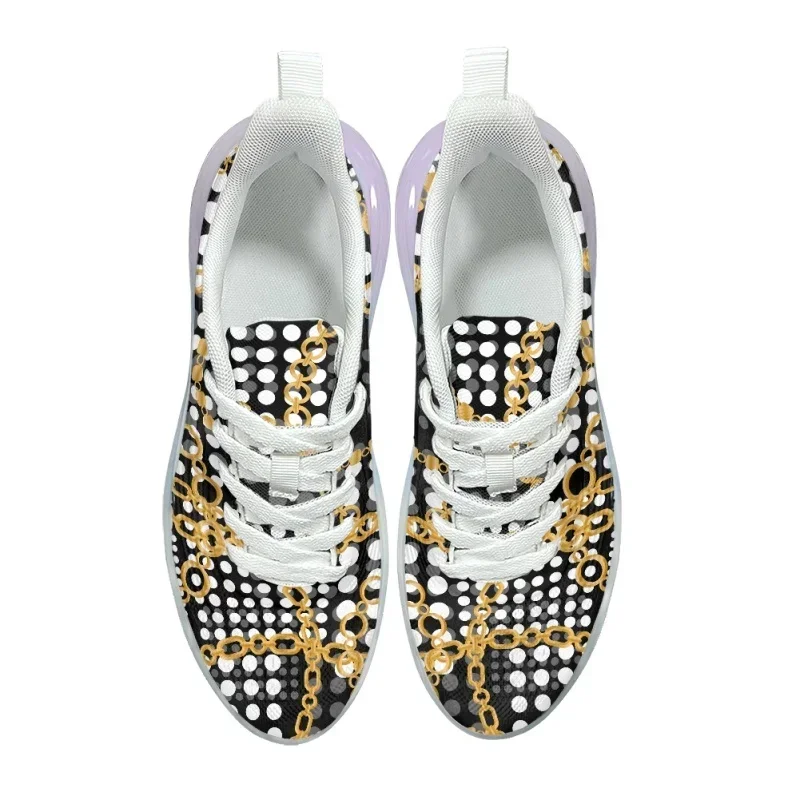 Women AF Cushion Shoes   Black Plaid Retro Chain Sneakers Femme Spring Non-Slip Feminino Zapatos