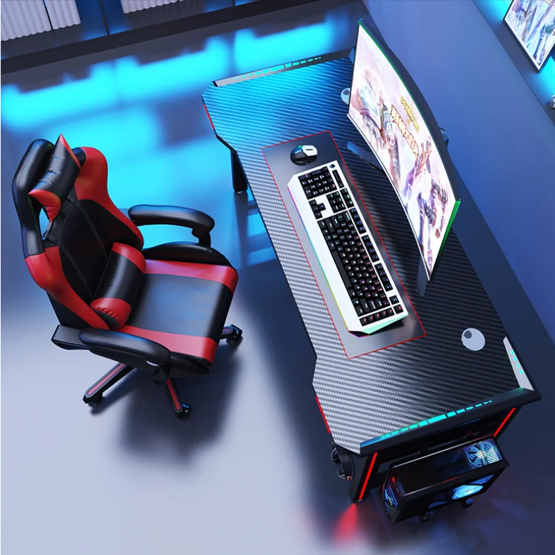 Led Bar Glow Computer Game Desk Black Sheet Desktop Computer Game Table  Office Accessories Bureau Gaming Home Furniture OF50ZZ