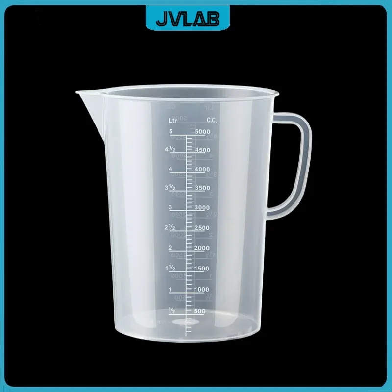 Plastic Measuring Cup Laboratory Graduated Clear PP Measuring Cylinder 5000mL With Handle Pack of 1/PK