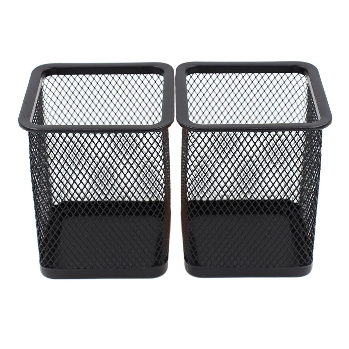 Square Pen Holders Metal Mesh Pencil Holders Pen Cup Marker Holder Makeup Brush Holders Stationery Caddy Office Desk Organizer