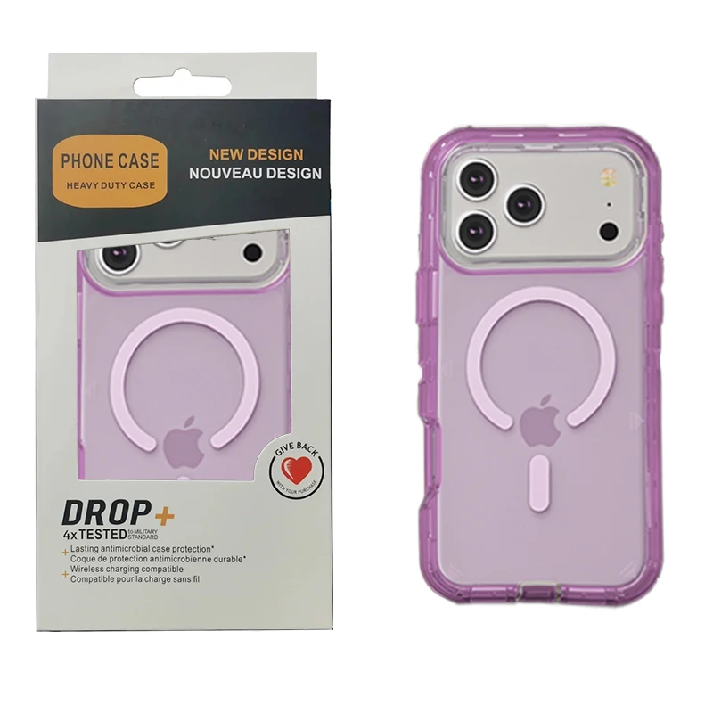 3-in-1 Military Armor Clear Magnetic Charging Case with Enhanced Shockproof Cover