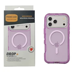 3 - in - 1 Military Armor Clear Magnetic Charging Case with Enhanced Shockproof Cover - iPhone 15 Plus (Purple)