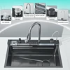 Shinesia Stainless Steel Kitchen Waterfall Sink Large Single Sink Dish Basin Sink With Cold and Hot Controlled Faucet 5