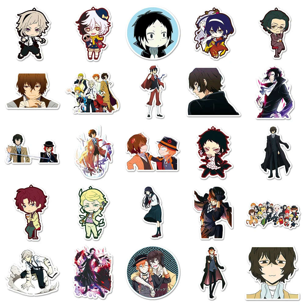  50Pcs Classic Anime Bungo Stray Dogs Stickers for Kids