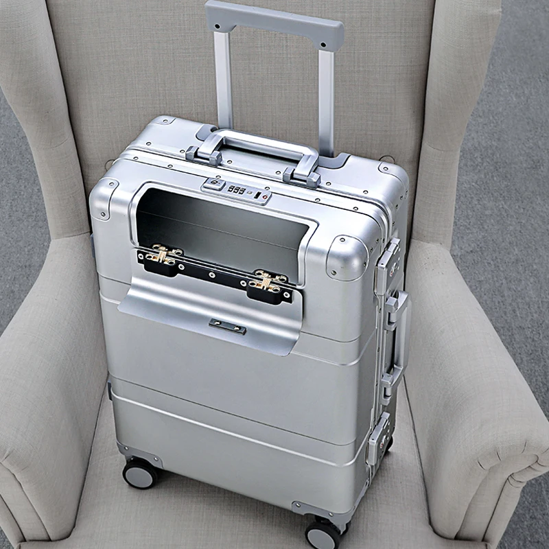 Aluminum Travel Suitcase Spinner brand Hard Trolly Case Aluminium Rolling Luggage 20"24"26"28" Inch Trolley box