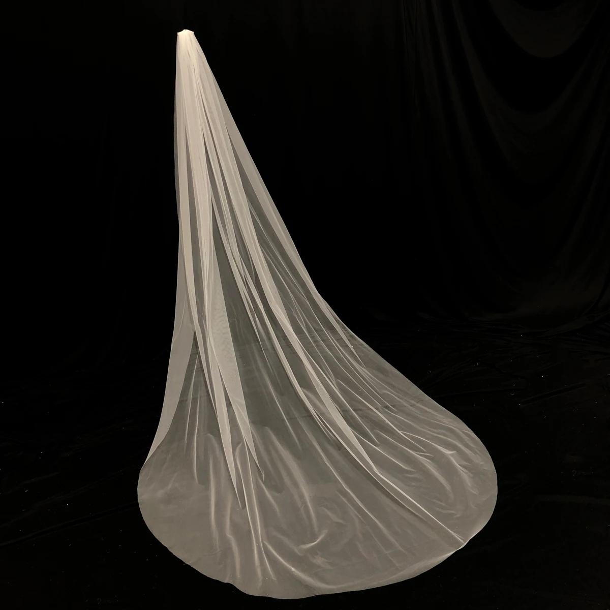 V828 Simple Style One Layer Soft Tulle Bridal Veils Accessories Cut edge Cathedral Long Wedding Veil