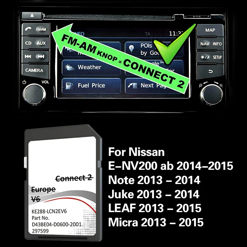2 V6 SD 카드 연결 2021 2022 Note Juke Leaf Micra E-Nv200..