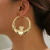 Big Chunky Claddagh Hoop Earrings for Women Crown Heart Design Lovely Statement Jewelry Gift for Valentine's Day 2