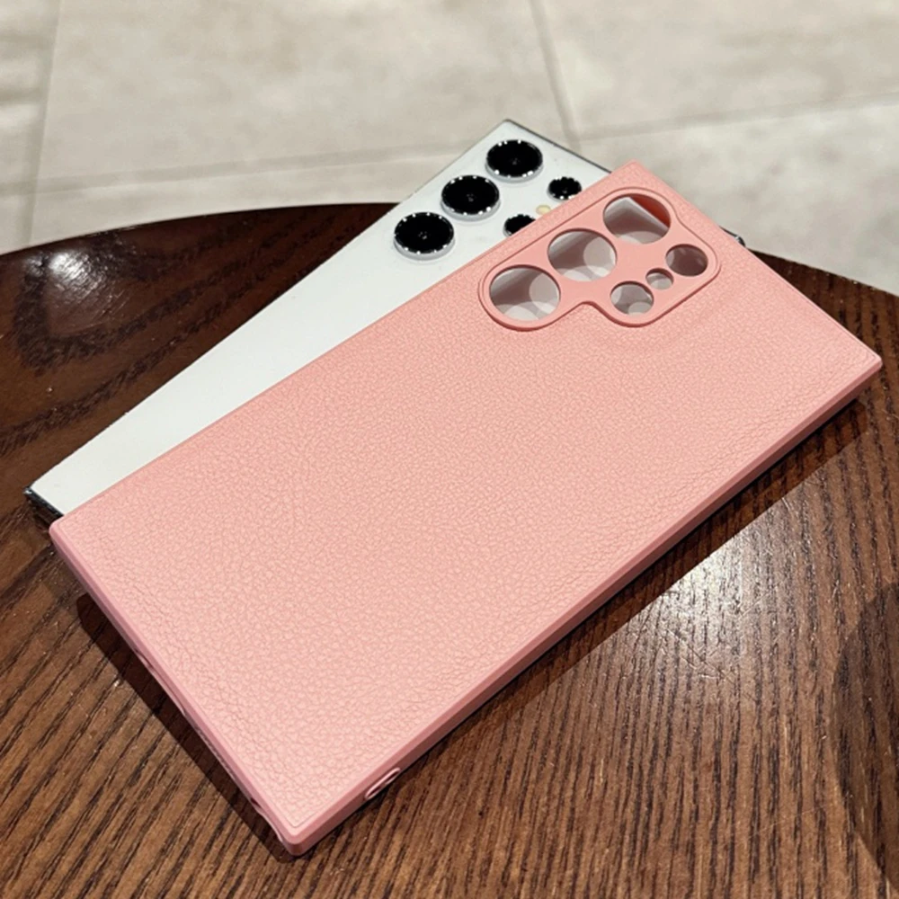 Luxury Leather Texture Matte Phone Case - Solid Color Shockproof Soft Bumper Cover