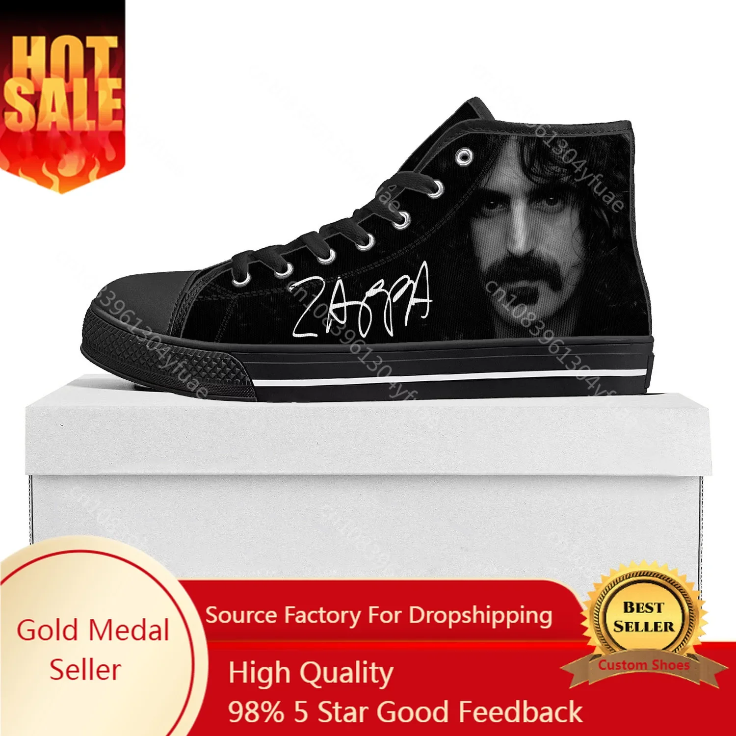 Frank Zappa Rock Musician Pop High Top High Quality Sneakers Mens Womens Teenager Canvas Sneaker Casual Couple Shoes Custom Shoe