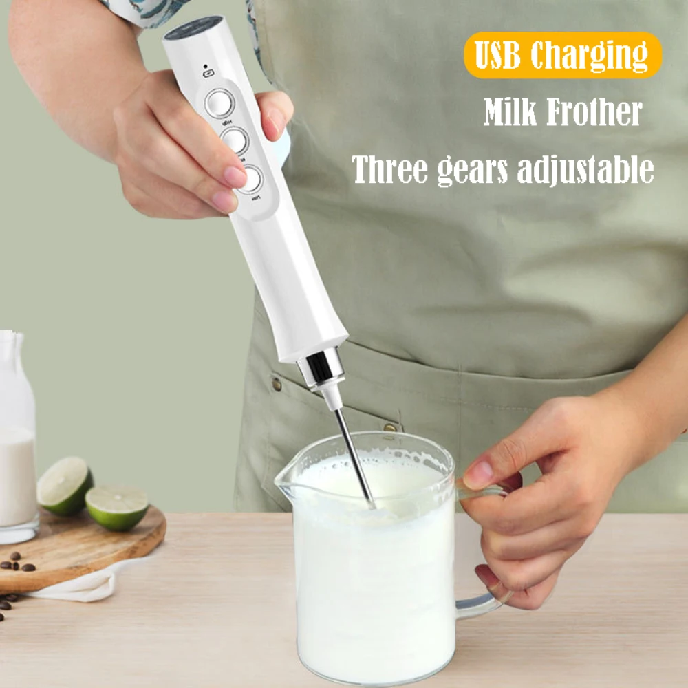 XIMU Milk Frother Handheld, USB Rechargeable 3 Speeds Mini Electric Milk  Foam Maker Blender Mixer for Coffee, Latte, Cappuccino, Hot Chocolate, Egg