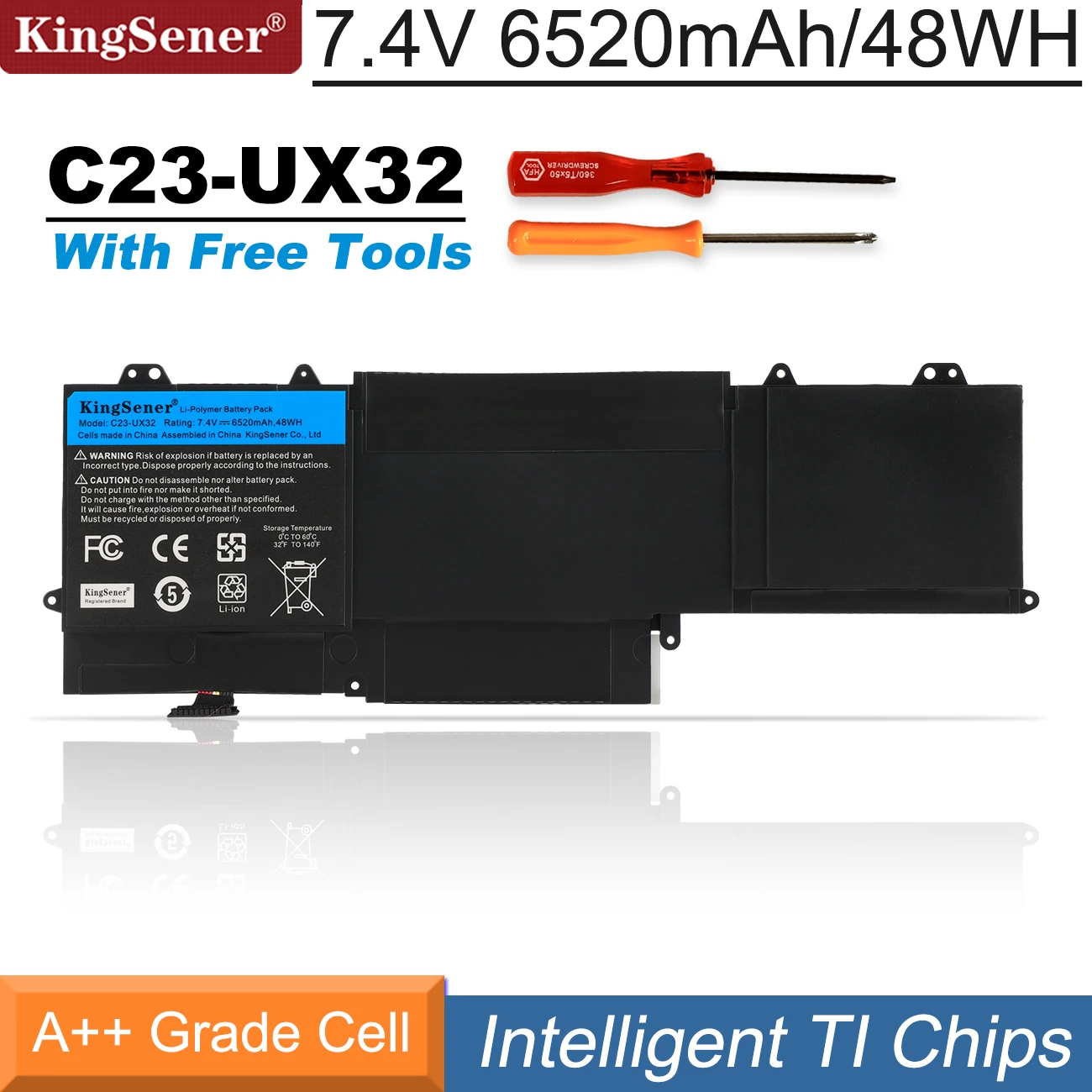 Batteria Per Laptop Kingsener C23-Ux32 Per Asus Vivobook U38N U38N-C4004H Zenbook Ux32 Ux32V Ux32A Ux32Vd 7.4V 6520Mah Strumenti Gratuiti