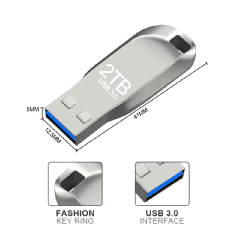 고속 USB3.0 플래시 드라이브 금속 방수 U 디스크 휴대용 데이터 저장 장치(타입 C 어댑터 포함)