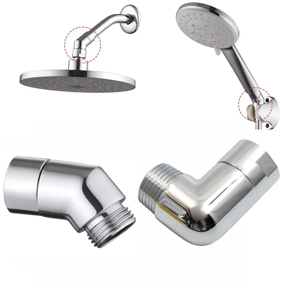 Adattatore a gomo G1/2 Soffione doccia Filettatura femmina e maschio Doccia a pioggia Connettore doccia portatile Angolo 90 ° 130 ° 135 ° Accessorio  13