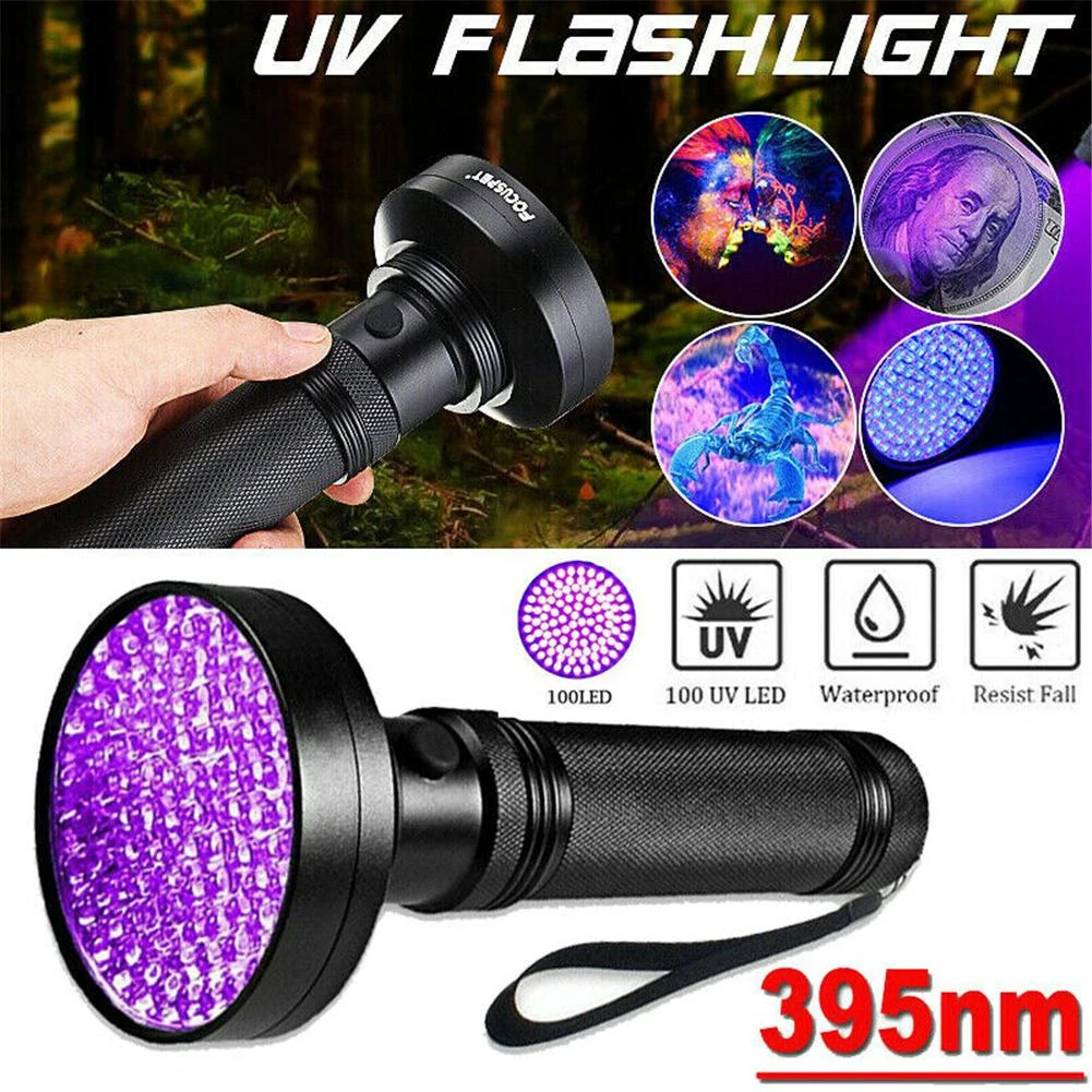 Ultraviolet Torch Flashlight Detector 100 Led Uv Blacklight