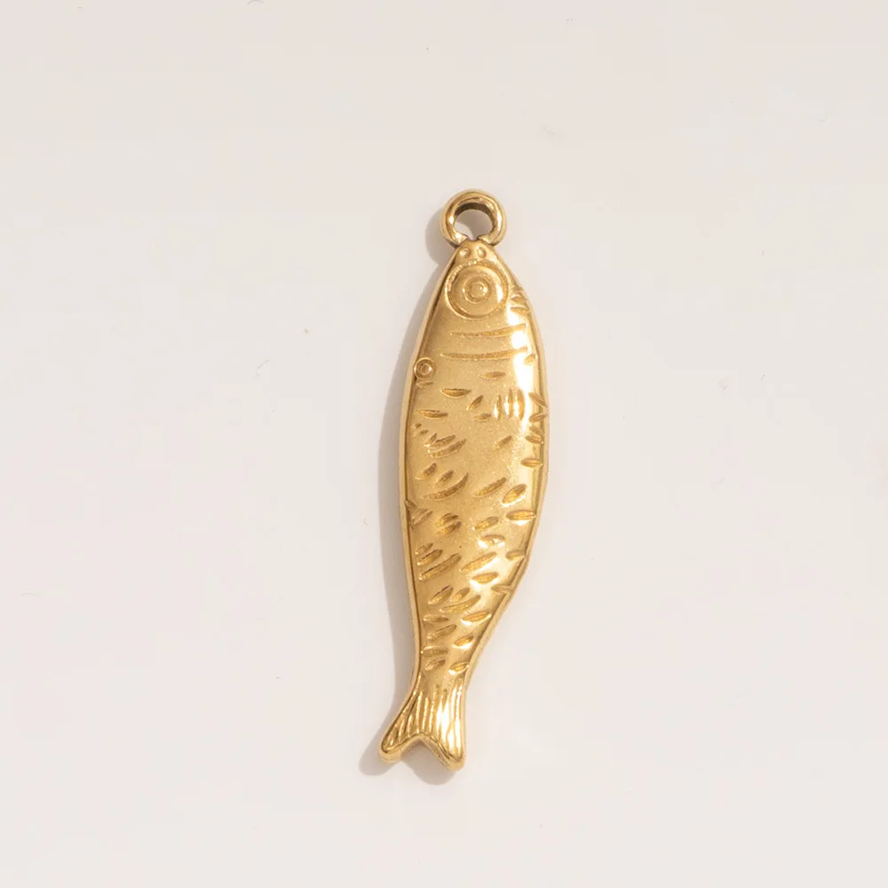 New 18K Gold Plated Small Fish Flower Bride Evil Eye Charms for Neckalce Bracelet Anklet Customize Texture Shell Pendant Jewelry