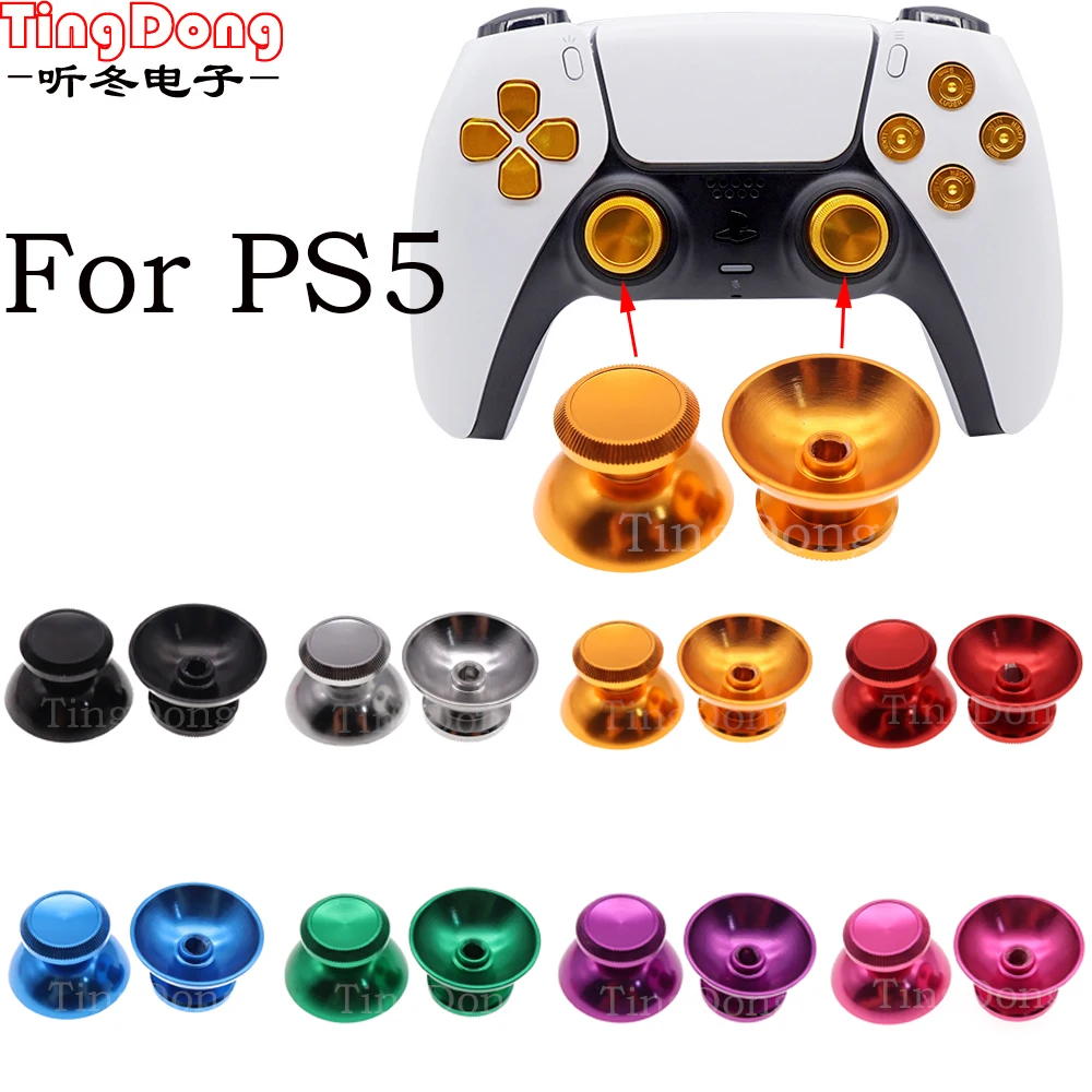 Tingdong 2Pcs Rocker Caps For Ps5 Ps4 Console Aluminum Alloy Metallic Metal Analog Grips Stick Fit For Ps5 Controller