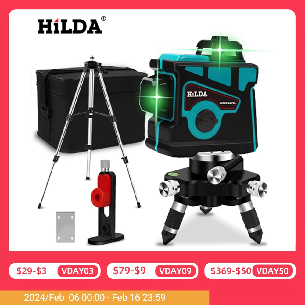 Livello Laser Hilda 12 Linee Livello 3D Autolivellante 360 Orizzontale E Verticale Croce Super Potente Livello Laser Verde
