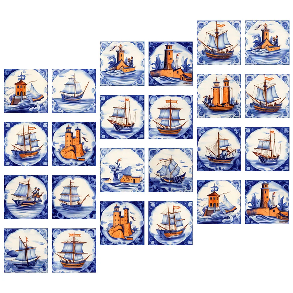 

24 Pcs Decal Tile Stickers Tiles Backsplash Wall DIY Sticky for Bathroom Floor Decor