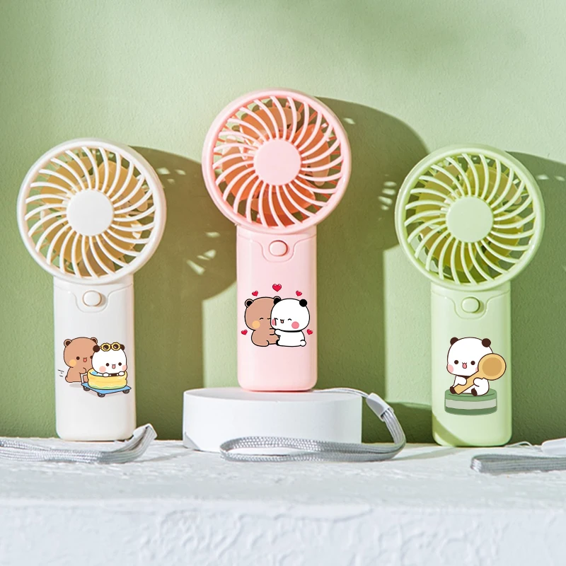 Bubu Dudu Cute Bear Handheld Mini Fan for Men Women Anime Cartoon Printed Electric Fan Boys Girls Outdoor Portable Fashion Fan