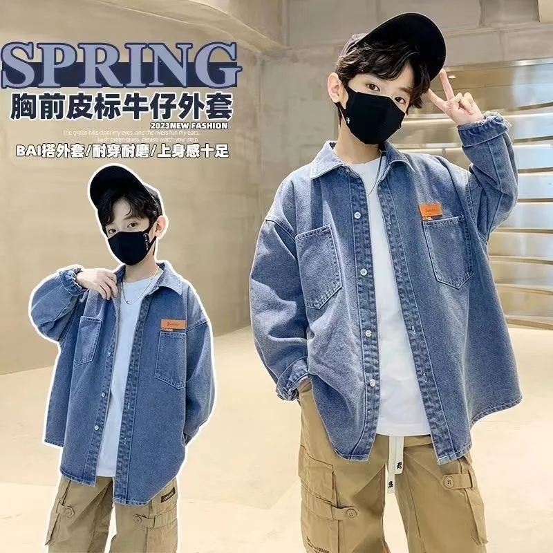 New Spring autumn Baby Girls boys Cotton Denim soild T shirts coat Cute Children kids Clothes