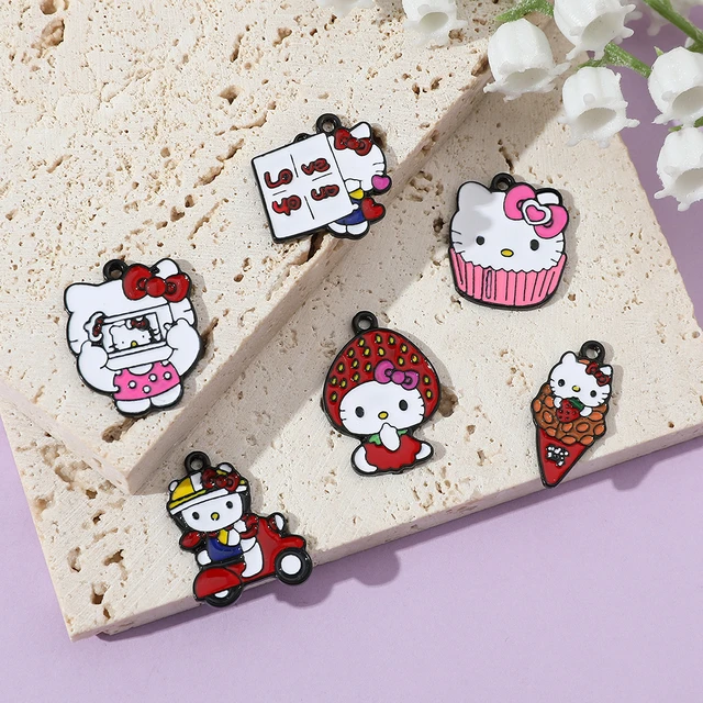 Hello Kitty Charms Bracelet Beads Sanrio Charm Diy Accessories Kawaii KT  Cat Pendant For Jewelry Making Women Hand Chains Bangle