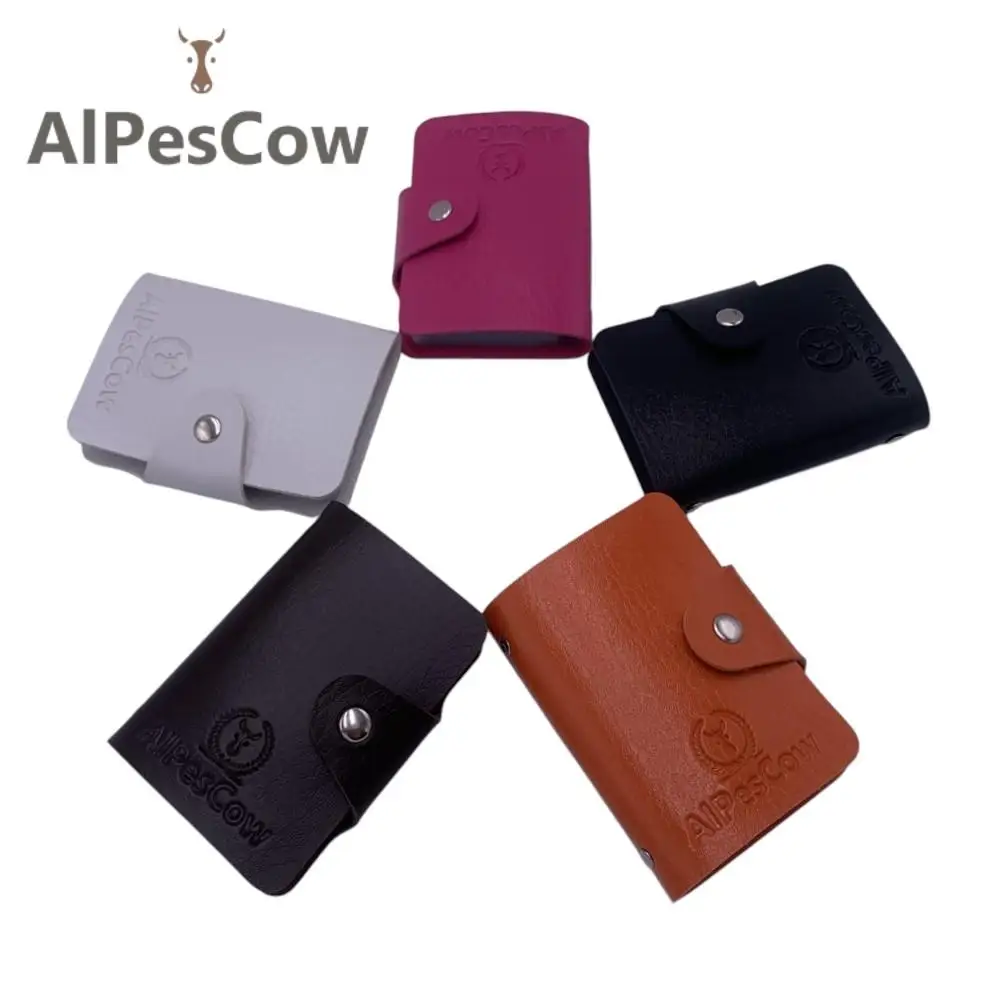 

Genuine Leather Function Business Credit Card Holder Men Women Solid Color Card Case 20 Bits ID Card Organizer Portable Wallets