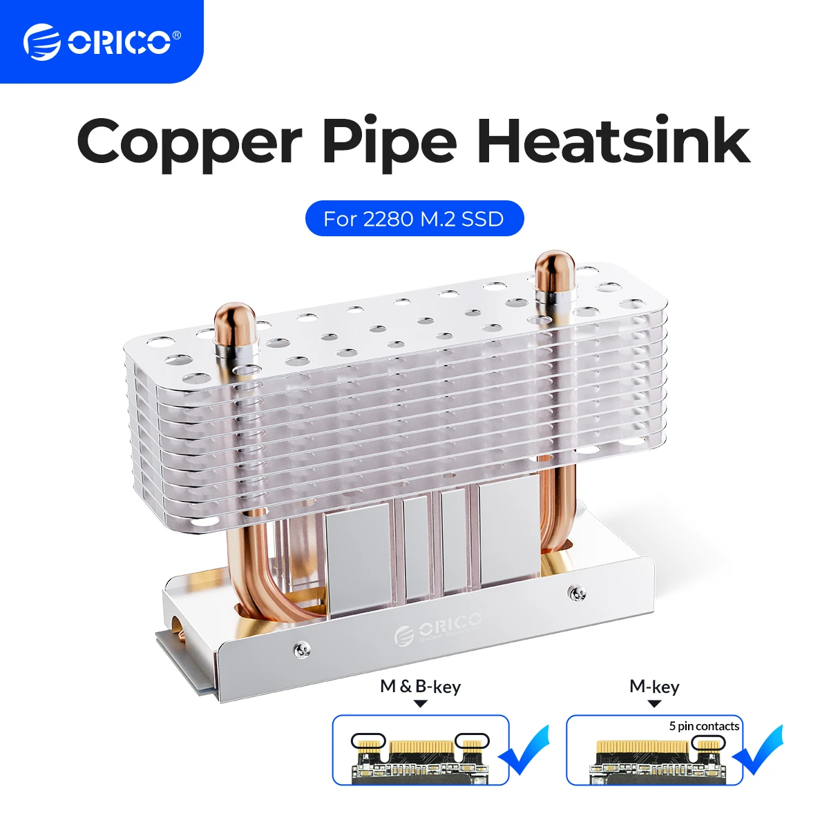 Orico Forte Dissipação de Calor M.2 Ssd 2280 Dissipador de Calor de Alumínio de Refrigeração Cobre Tubo de Calor Silicone Therma Almofadas com Ventilador de Refrigeração