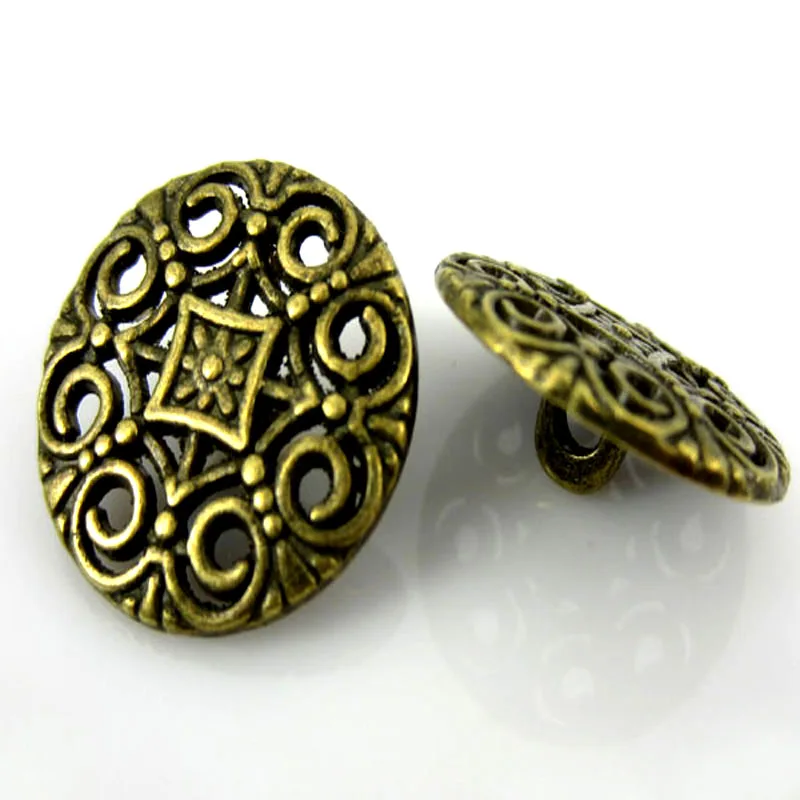 20Pcs Vintage Metal Pierced Buttons Shank Flower Metal Buttons Fit Sewing Clothing Craft 18.0mm 5