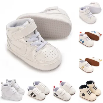 NEW Spring and Autumn Baby Shoes Fashion Classic White PU High Top Sports Shoes Soft Sole Comfortable Casual Walking Shoes 1