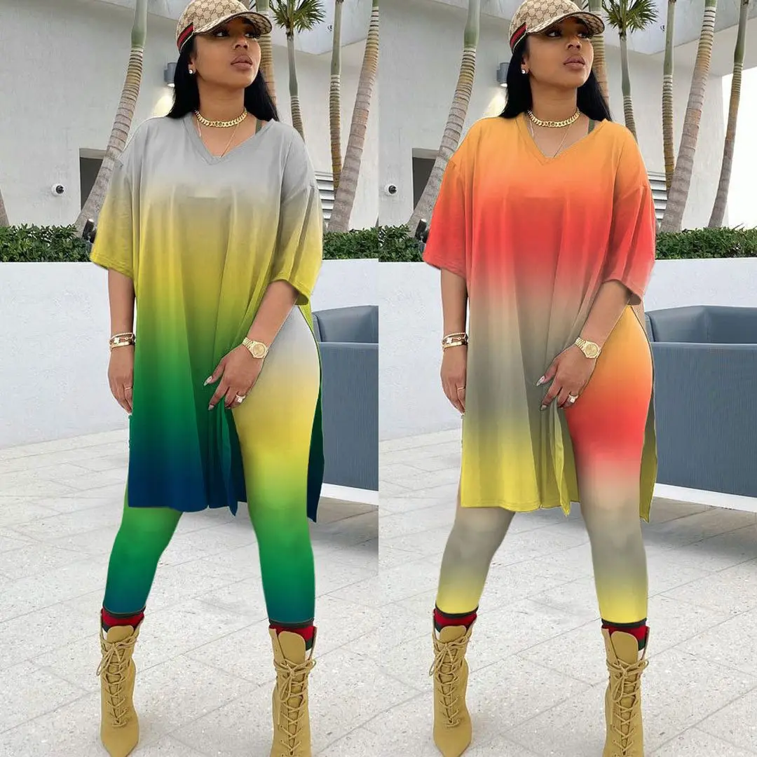 

Комплект из двух предметов с принтом Tie Dye, Женский Модный укороченный топ и длинная рубашка, лето 2023, повседневный женский костюм, клубный комплект из двух предметов и брюк