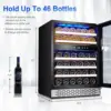 24 inch-46 Bottles Wine Cooler, Built-in Wine Fridge Under Counter or Freestanding Dual Zones, 3