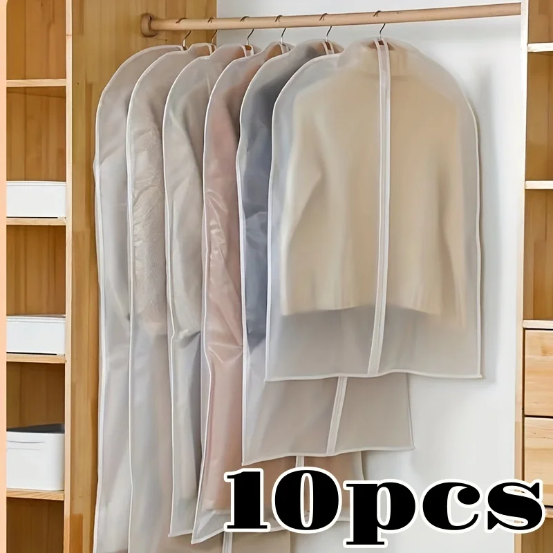 Clothes Storage Bag Garment Dust Covers Set 5/10pcs with Zipper Hanging Washable Protectors for MoistureProof Closet Organizer