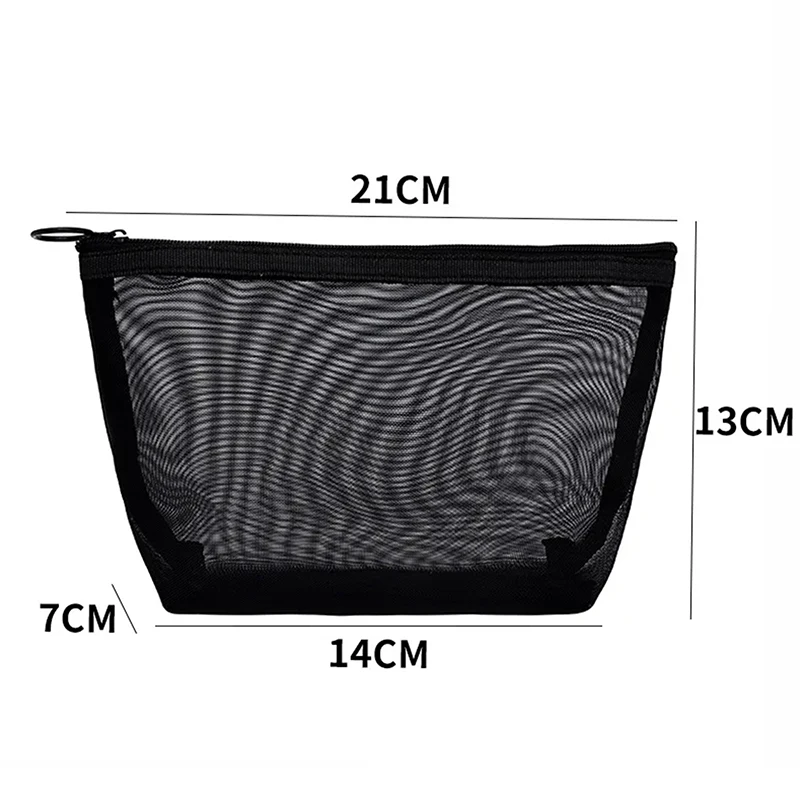 Black Mesh Clear Cosmetic Bags Set - Portable Travel Makeup and Toiletry Organizer with Lipstick Storage Pouch