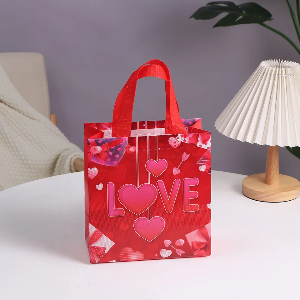 Liobelon 12-Pack Valentine's Day Gift Bags With Tissue Paper — Large Reusable Tote Bags With Handles For Parties, Grocery Shopping & More - View #5